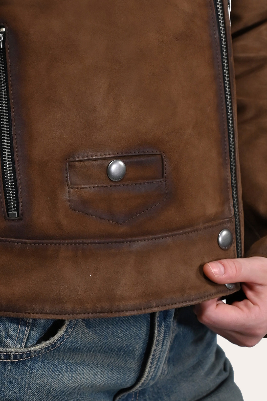 Frye Exclusive | Women’s Dark Taupe Oakley Vintage Suede Biker Jacket