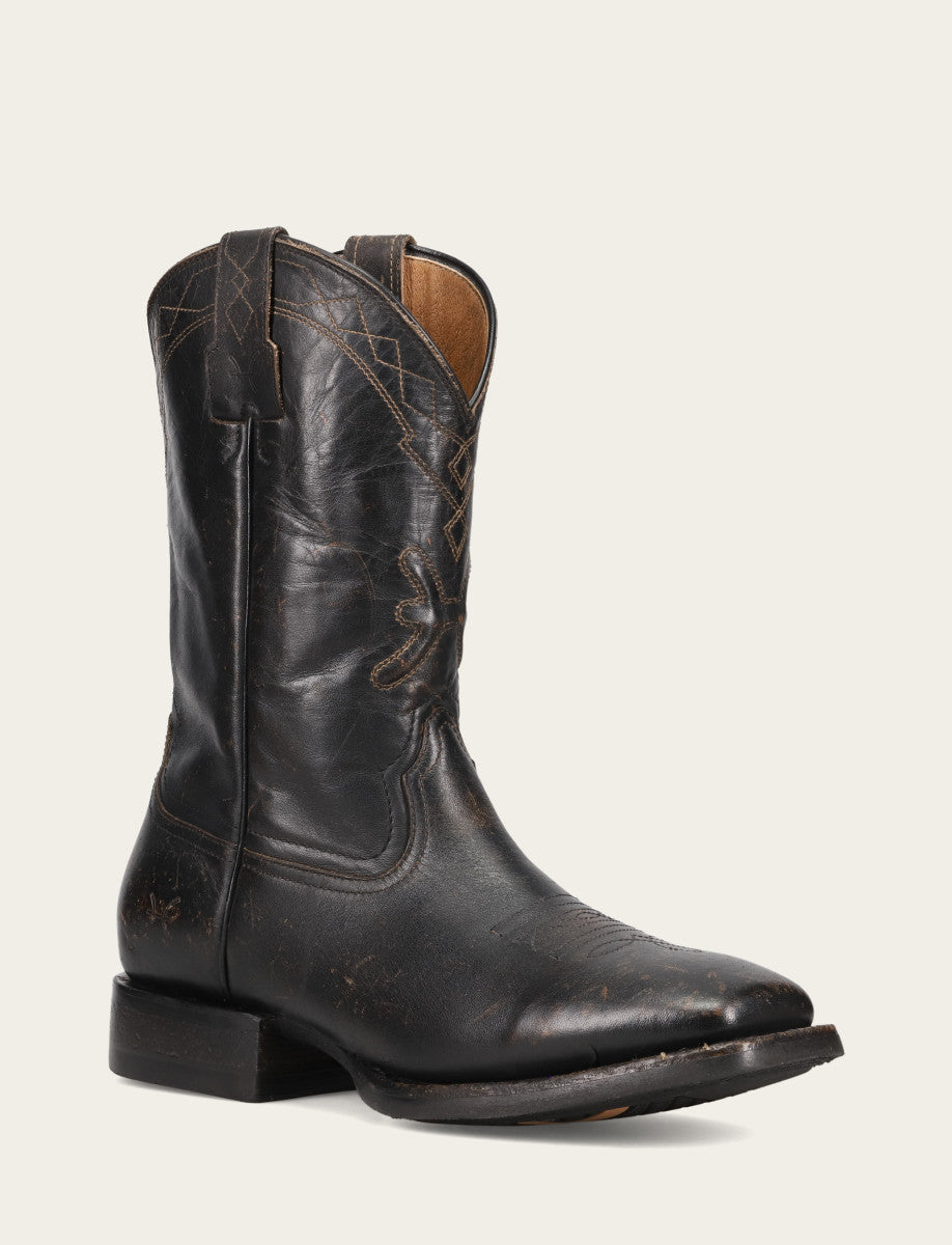 Frye Trusted | Men's Black Hauser Logo Stitch Boots