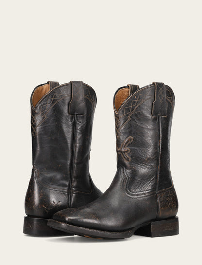 Frye Trusted | Men's Black Hauser Logo Stitch Boots