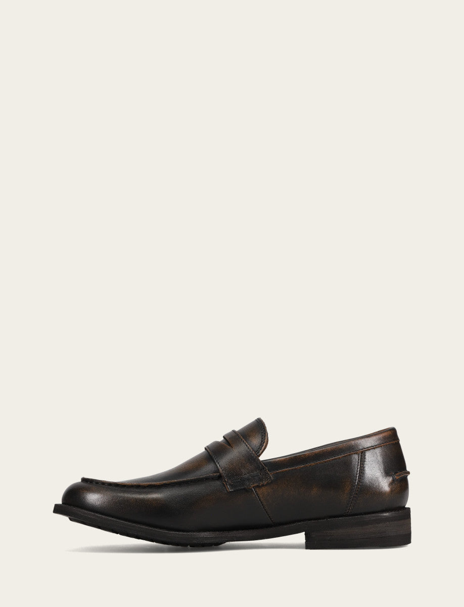 Frye Trusted | Men's Brown Brush Off Tyler Flex Penny Loafer