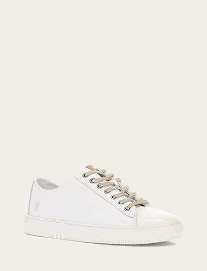 Frye Quality | Men's White Astor Cap Toe Low Lace Sneakers