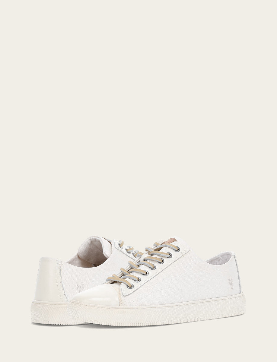 Frye Quality | Men's White Astor Cap Toe Low Lace Sneakers