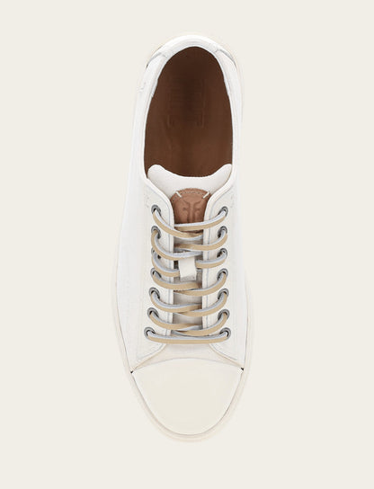 Frye Quality | Men's White Astor Cap Toe Low Lace Sneakers
