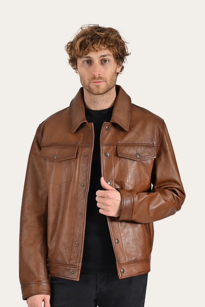 Frye Quality | Brown Baxter Trucker Jacket