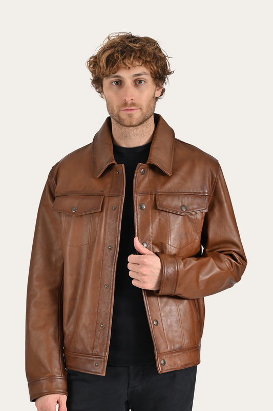 Frye Quality | Brown Baxter Trucker Jacket