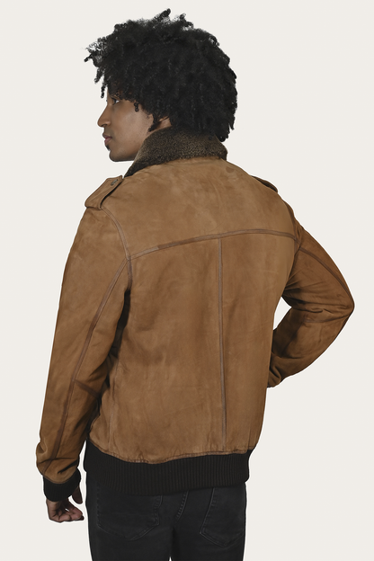 Frye Smart Buy | Men’s Middle Brown Jethro Shearling Flight Suede Jacket