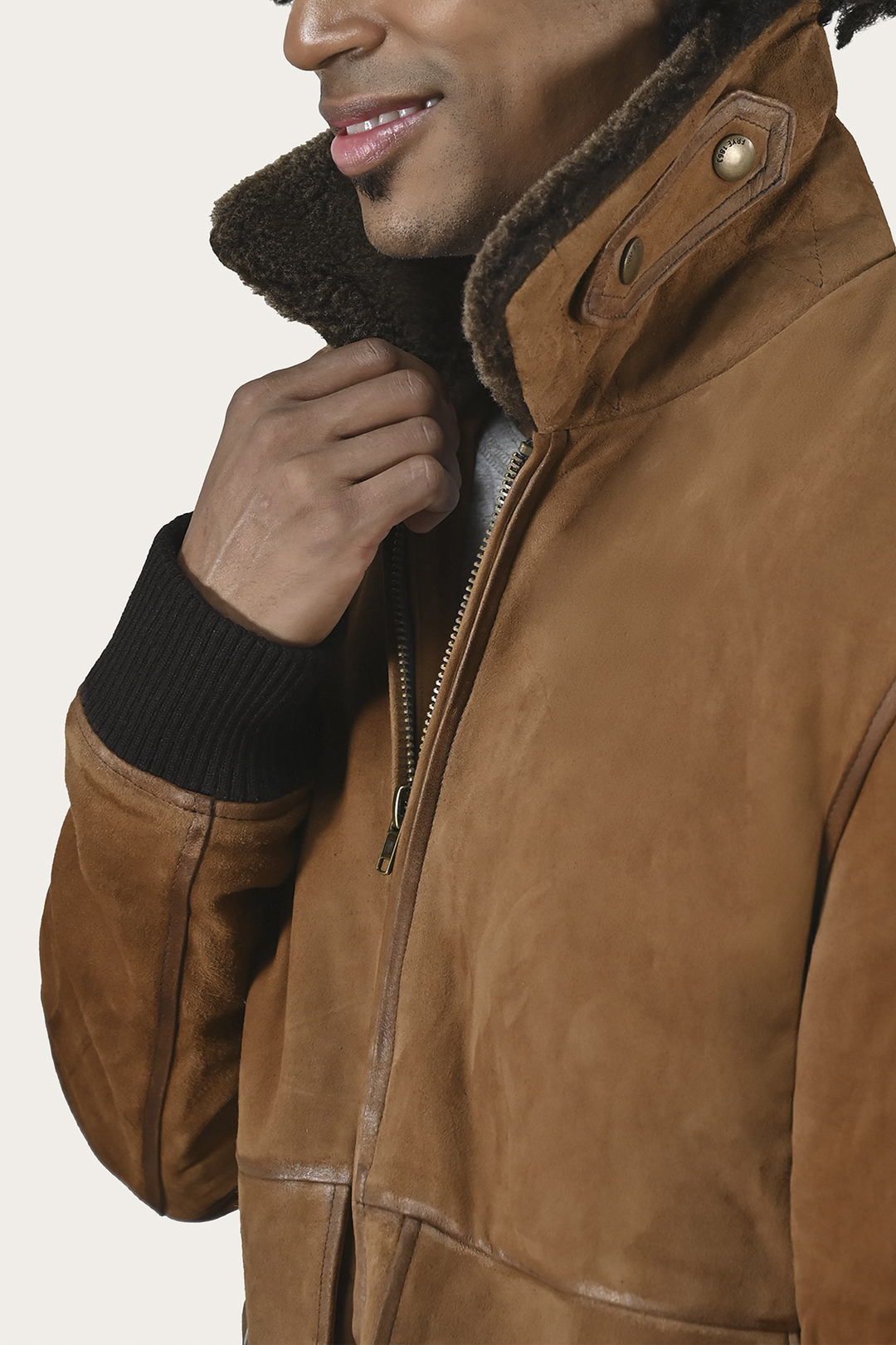 Frye Smart Buy | Men’s Middle Brown Jethro Shearling Flight Suede Jacket