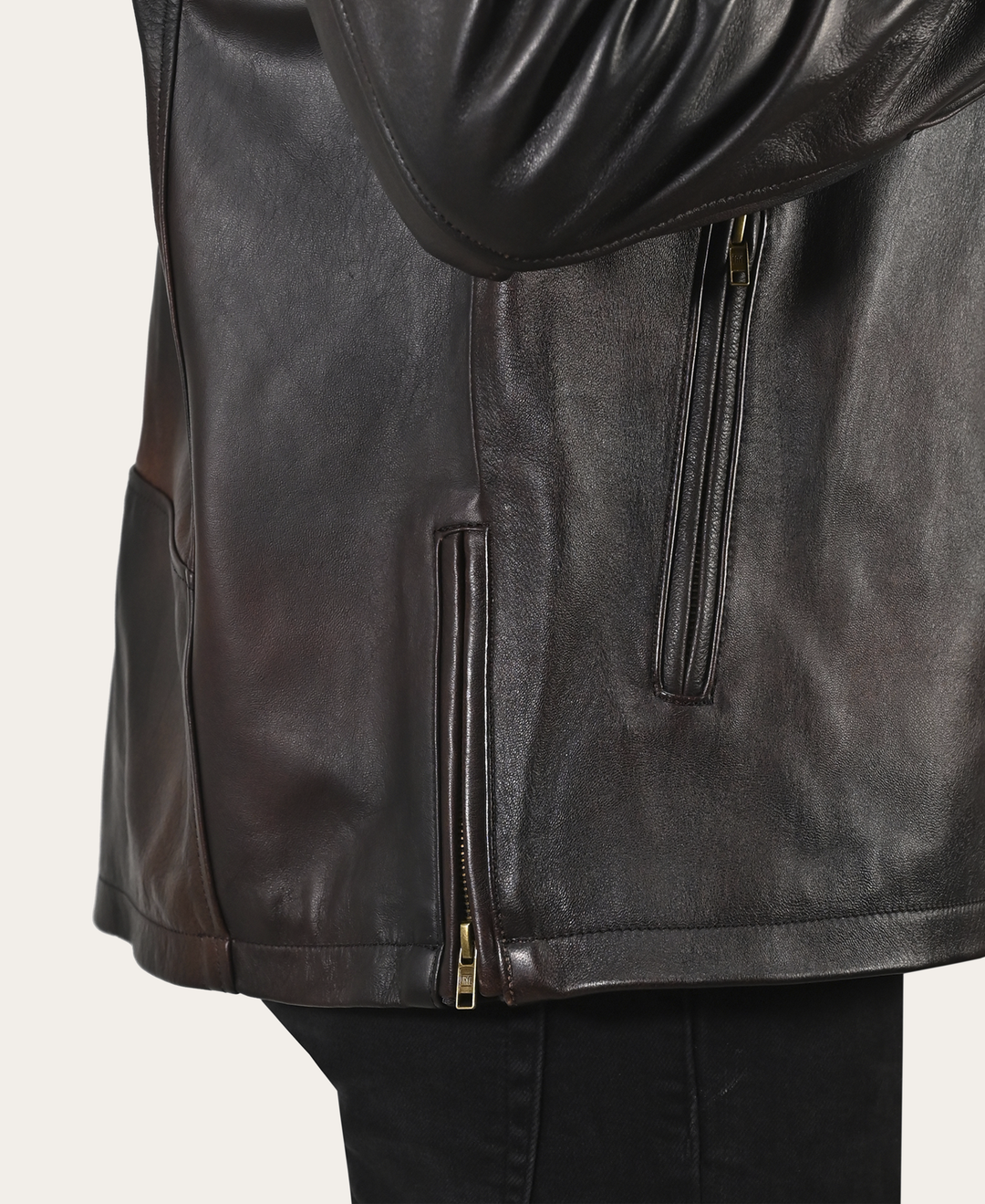 Frye New | Men’s Cognac Black Huck Cowhide Racer Leather Jacket