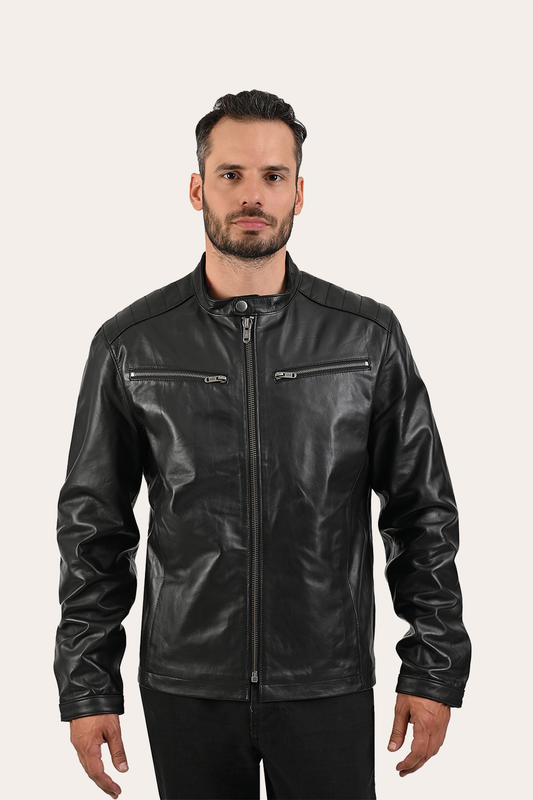 Frye Signature | Men’s Black Pioneer Racer Leather Jacket