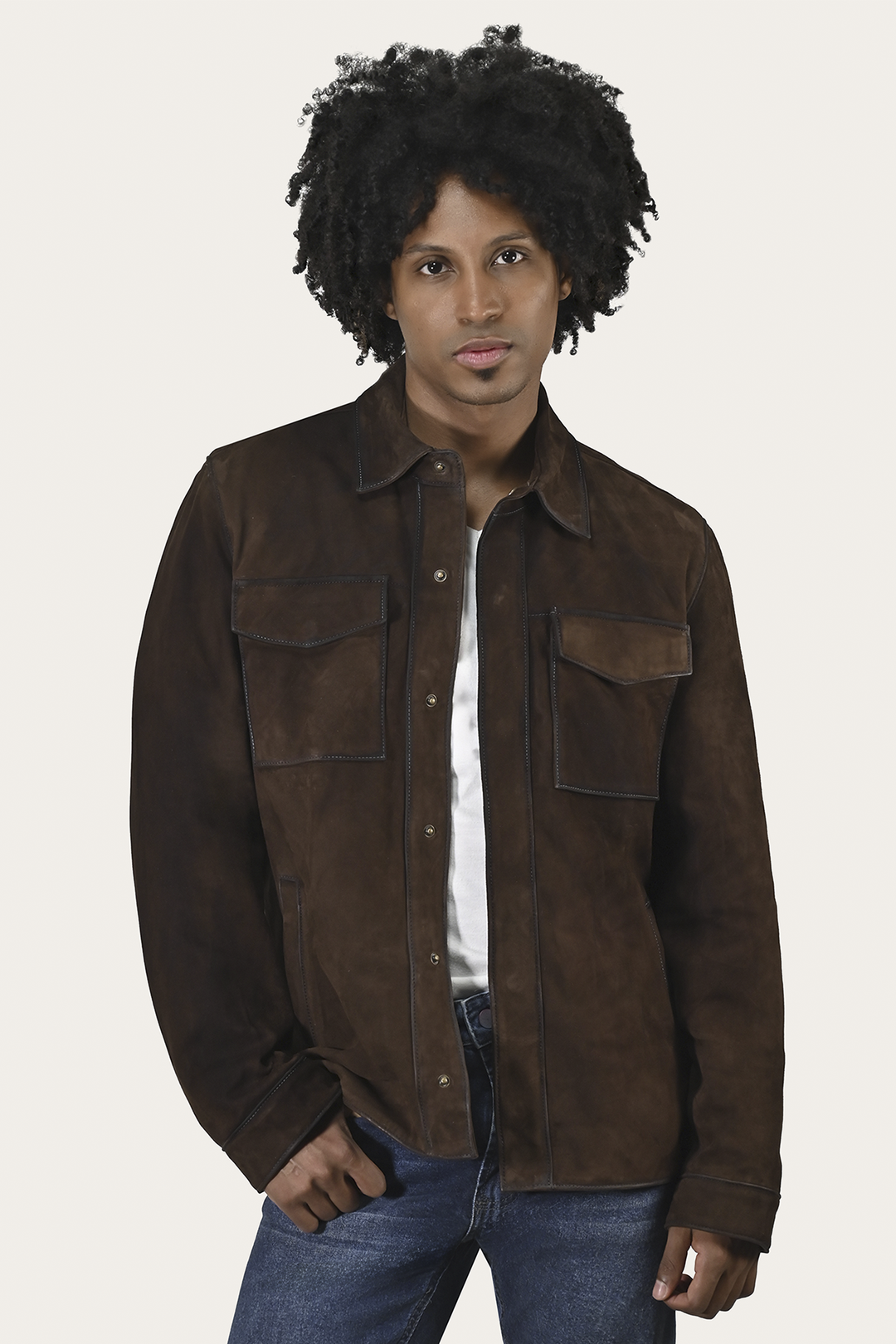 Frye Premium | Men’s Dark Brown Brock Classic Suede Shacket