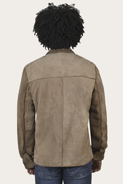 Frye Hot Sale | Men’s Taupe Brock Suede Utility Shacket