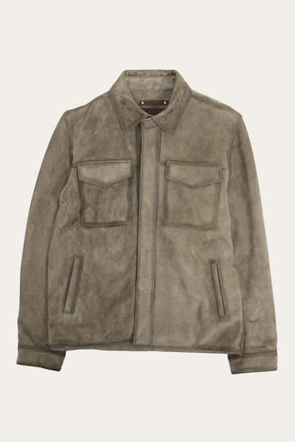 Frye Hot Sale | Men’s Taupe Brock Suede Utility Shacket