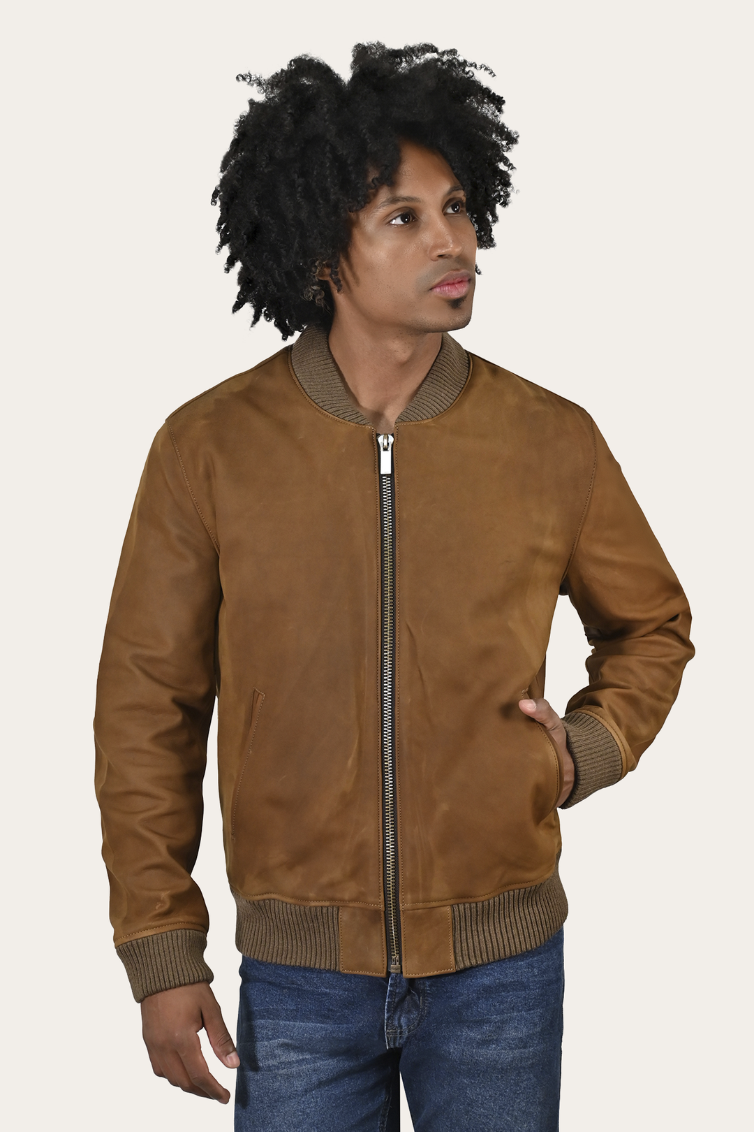 Frye Quality | Men’s Burnt Copper Clay Leather Bomber Jacket
