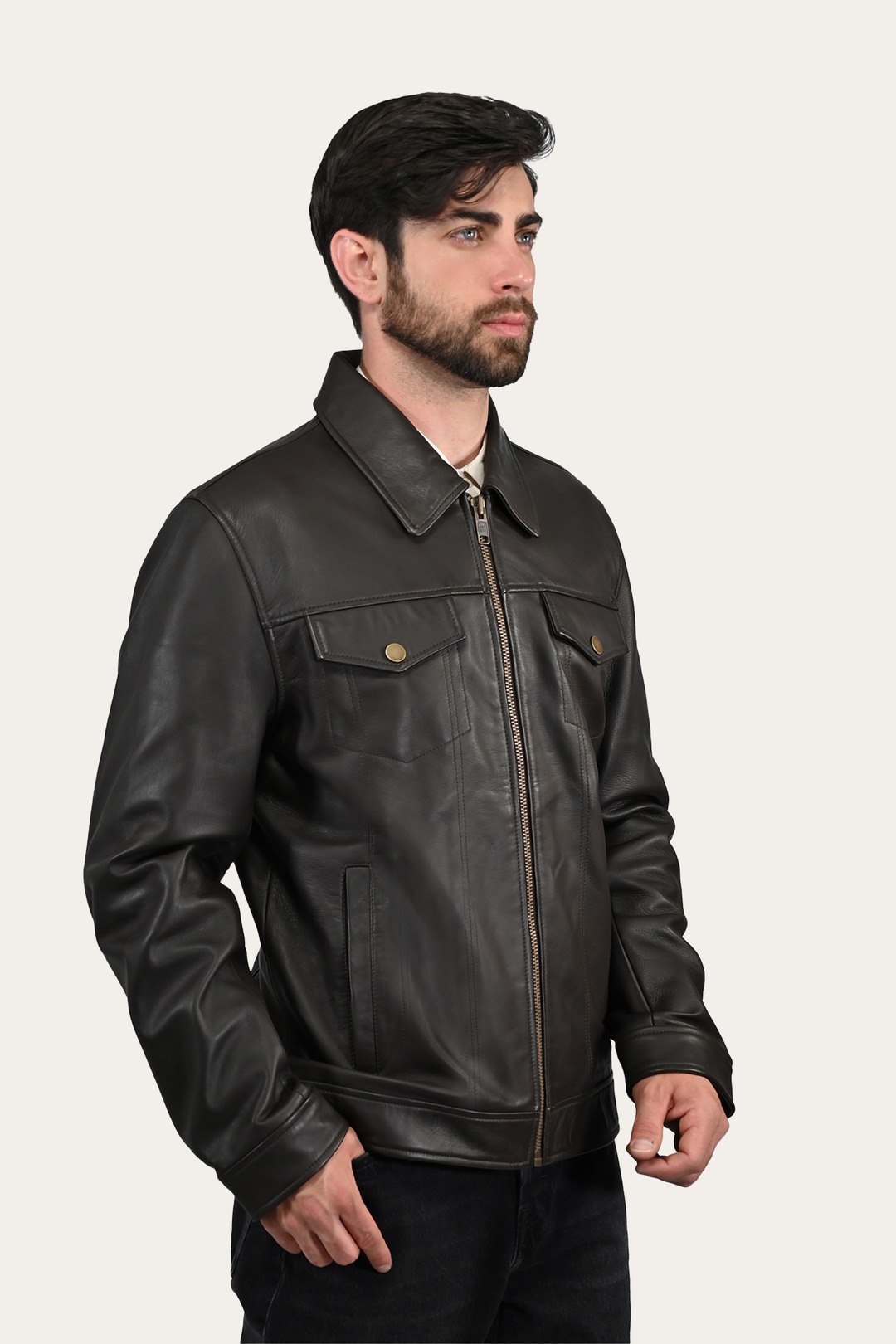 Frye Special Offer | Men’s Dark Brown Durango Trucker Leather Jacket