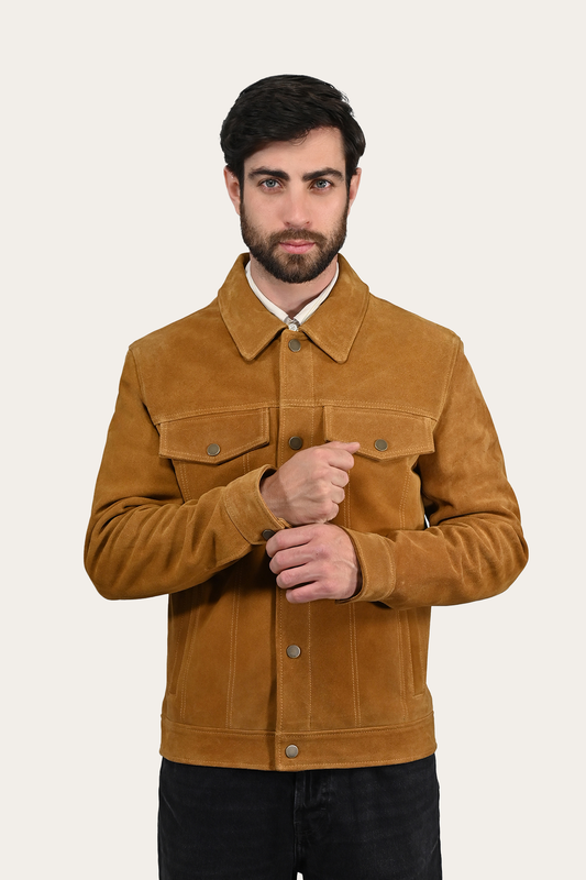 Frye New | Men’s Tan Trailblazer Trucker Suede Jacket