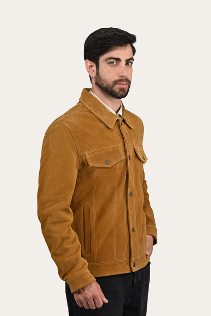 Frye New | Men’s Tan Trailblazer Trucker Suede Jacket