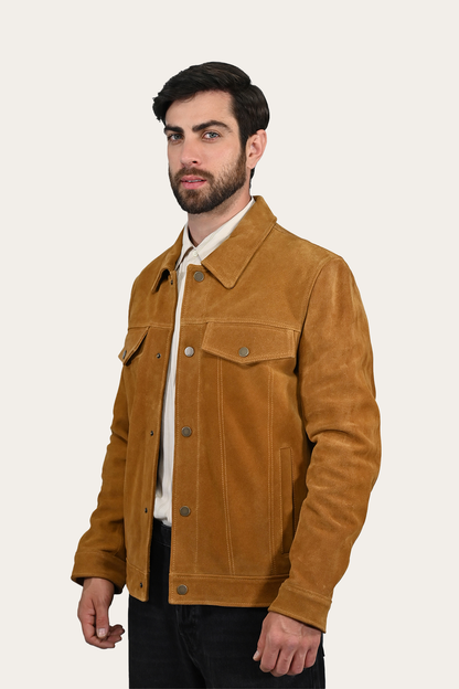 Frye New | Men’s Tan Trailblazer Trucker Suede Jacket