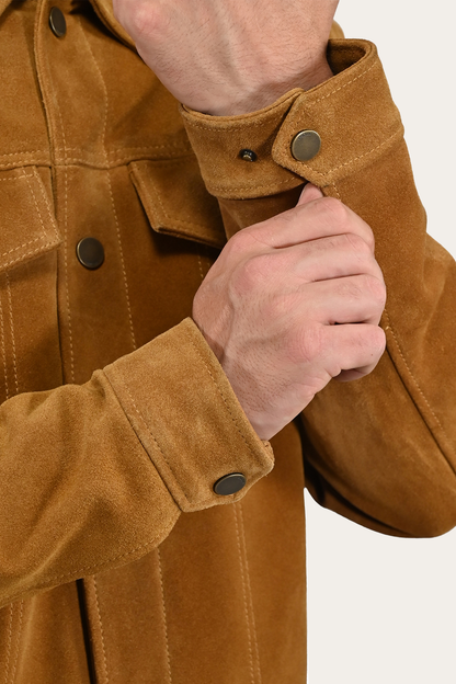 Frye New | Men’s Tan Trailblazer Trucker Suede Jacket