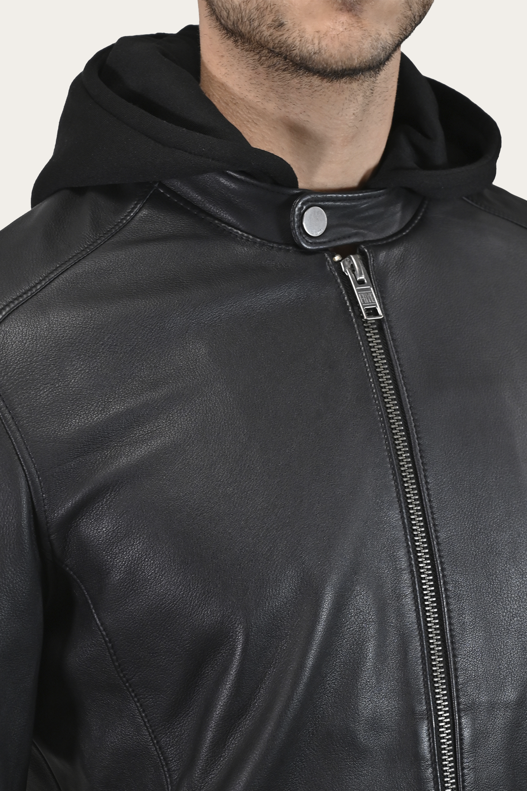 Frye Sale | Men’s Black Saddle Racer Leather Hooded Jacket