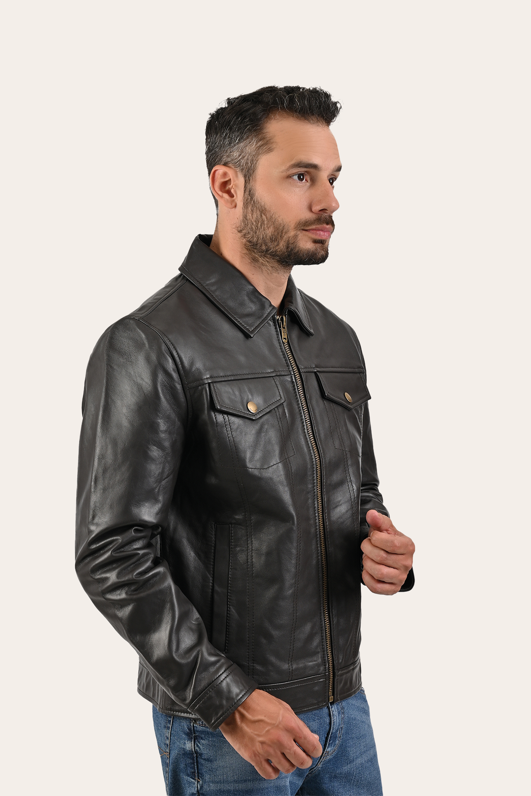 Frye Recommended | Men’s Dark Brown Kentucky Trucker Leather Jacket
