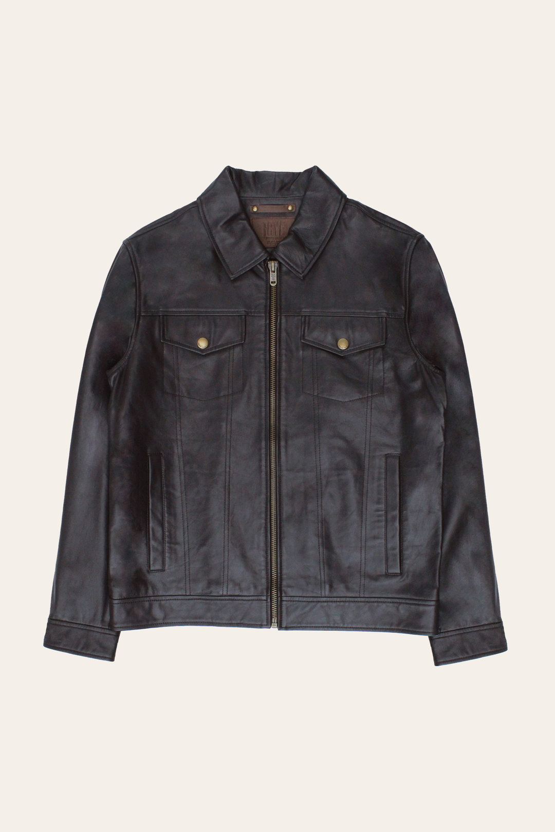 Frye Recommended | Men’s Dark Brown Kentucky Trucker Leather Jacket
