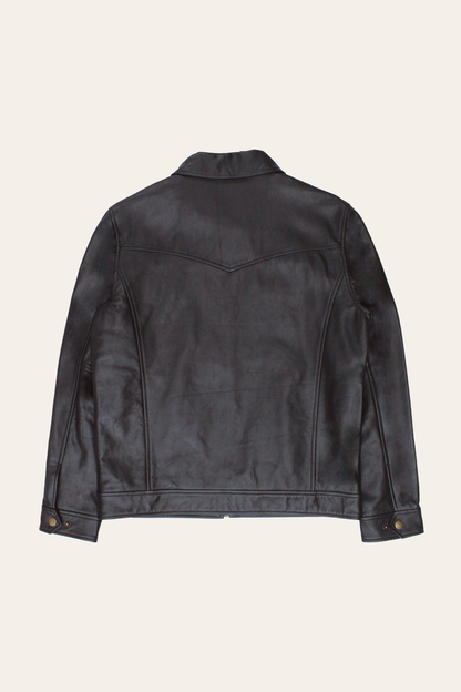 Frye Recommended | Men’s Dark Brown Kentucky Trucker Leather Jacket