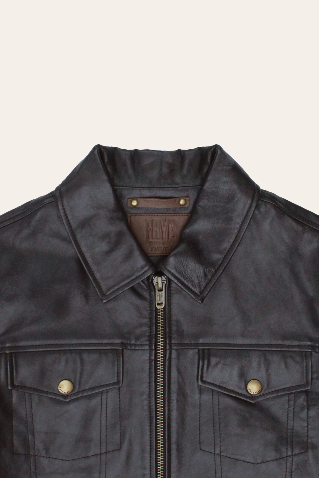 Frye Recommended | Men’s Dark Brown Kentucky Trucker Leather Jacket