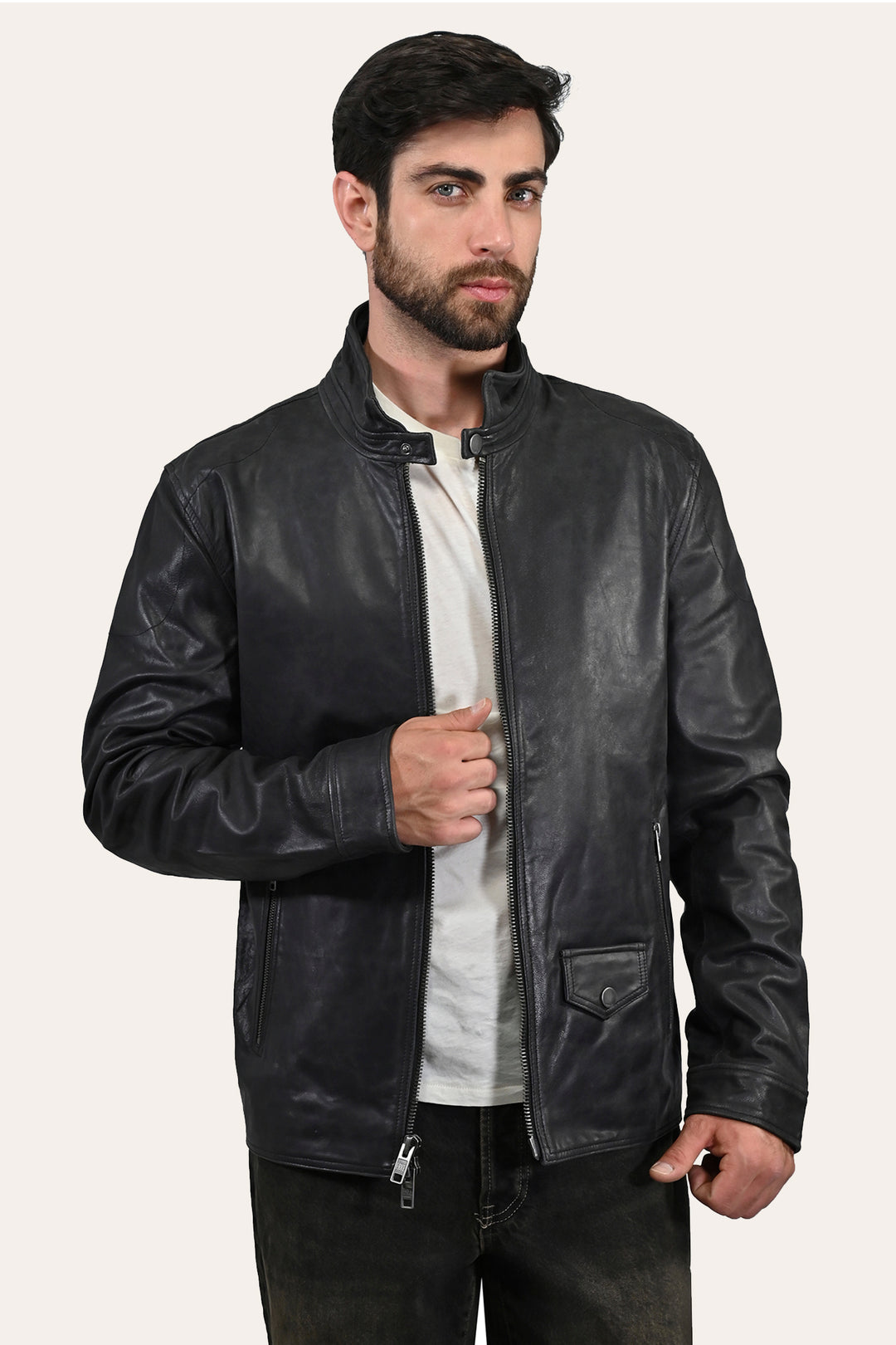 Frye Special Offer | Men’s Black Lawton Modern Nappa Biker Jacket