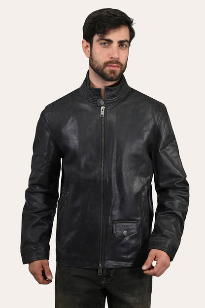 Frye Special Offer | Men’s Black Lawton Modern Nappa Biker Jacket