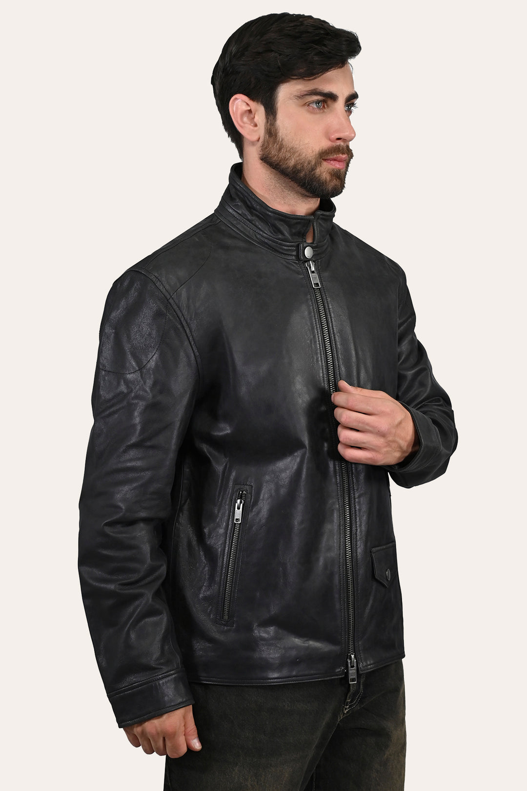 Frye Special Offer | Men’s Black Lawton Modern Nappa Biker Jacket