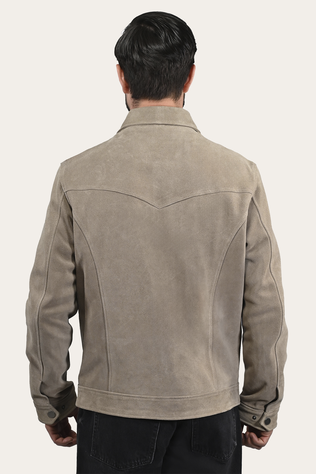 Frye Quality | Men’s Taupe Trailblazer Suede Trucker Jacket