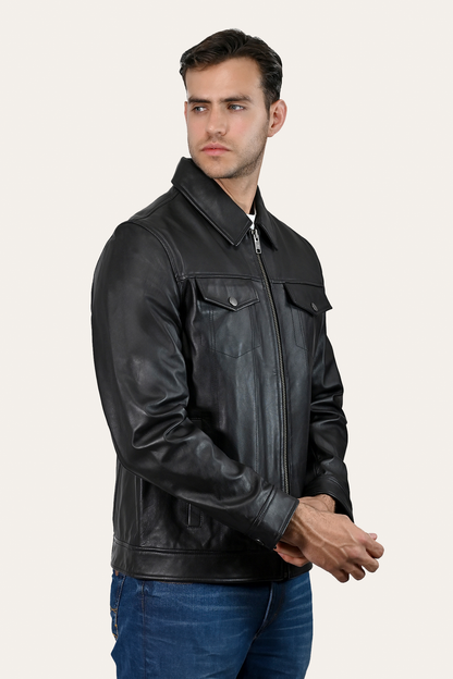 Frye Sale | Men’s Black Durango Trucker Leather Jacket