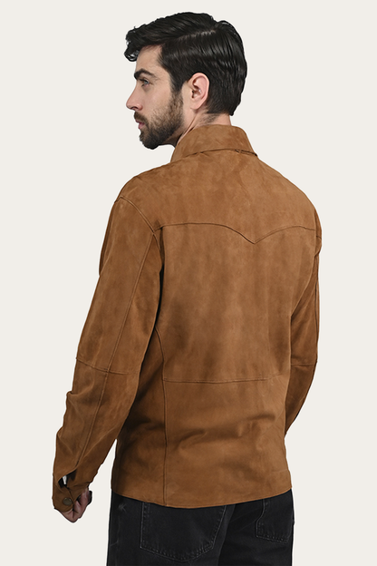 Frye Latest | Men’s Middle Brown Judd Minimalist Suede Shacket
