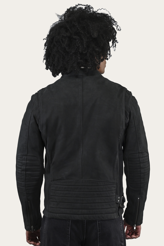 Frye Special Offer | Men’s Black Cattleman Vintage Cafe Racer Leather Jacket