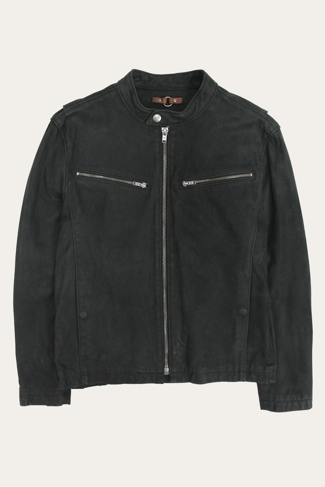 Frye Special Offer | Men’s Black Cattleman Vintage Cafe Racer Leather Jacket