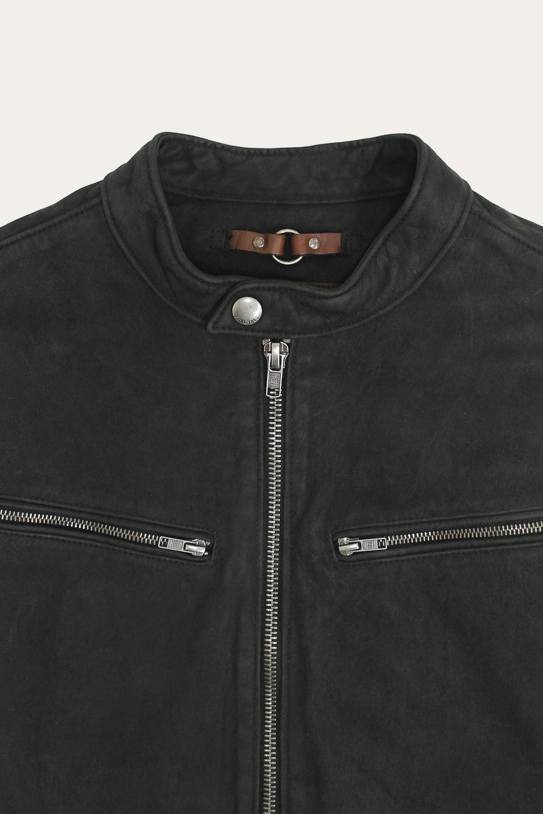 Frye Special Offer | Men’s Black Cattleman Vintage Cafe Racer Leather Jacket