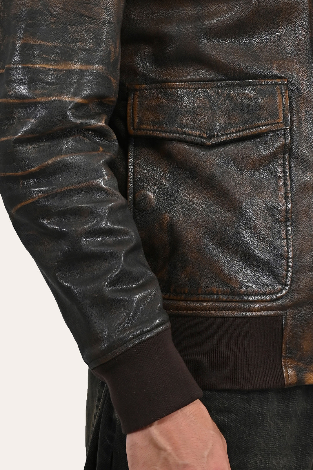 Frye Hot Sale | Men’s Brown Beige Nebraska Bomber Leather Jacket