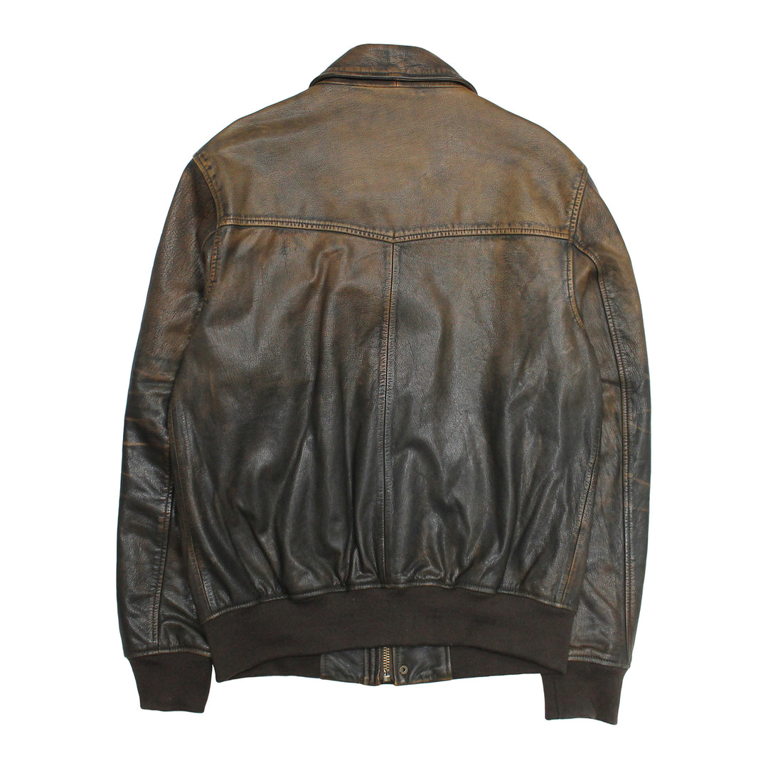 Frye Hot Sale | Men’s Brown Beige Nebraska Bomber Leather Jacket