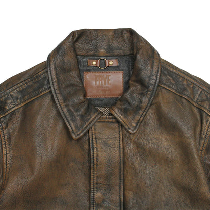 Frye Hot Sale | Men’s Brown Beige Nebraska Bomber Leather Jacket